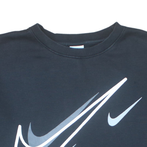 Nike Mens Black Crew Neck Sweatshirt L Graphic Print Pullover