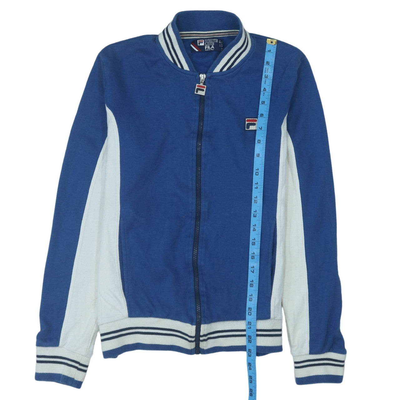 Fila Men's Blue White Track Jacket Size M Cotton Full Zip