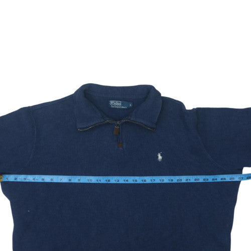 Ralph Lauren Men's Blue Cotton 1/4 Zip Jumper Size L Classic Fit