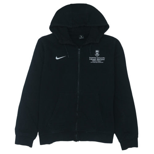 Nike Men's Black Full Zip Hoodie L Swansea University Logo