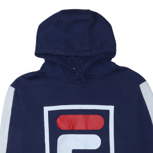 Fila Men’s Blue Pullover Hoodie L Sports Logo Graphic Sweatshirt