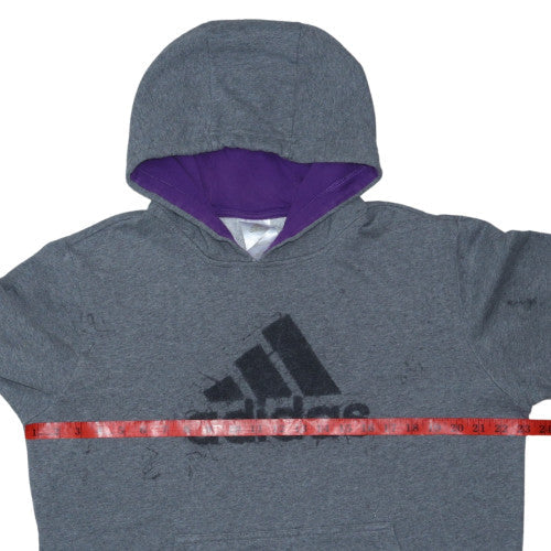 Adidas Men's Grey Hoodie Medium Pullover Logo Cotton Blend