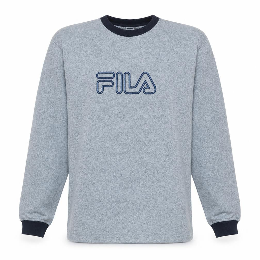 Fila Men’s Grey 2XL Pullover Fleece Sweatshirt Crew Neck Logo