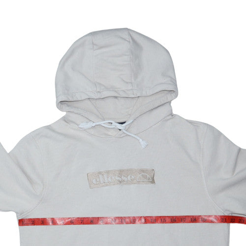 Ellesse Men's Beige Pullover Hoodie UK S Logo Cotton Blend