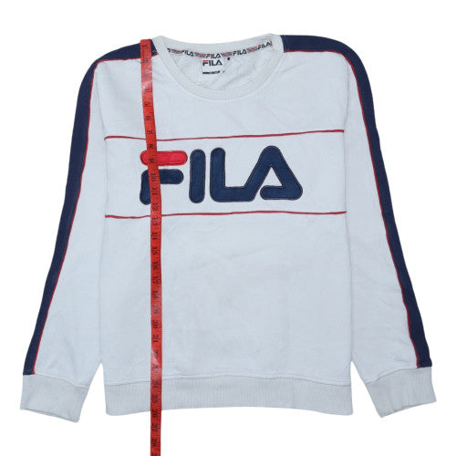 FILA Men's White Crew Neck Logo Sweatshirt Size L Regular Fit