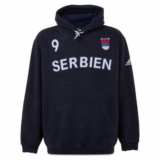 Adidas Men’s Blue 3XL Pullover Hoodie Serbia Sports Fleece