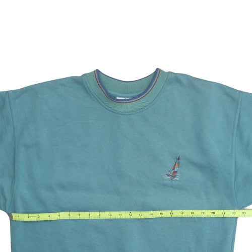 Bounded Waters Mens Blue Nautical Embroidered Sweatshirt L