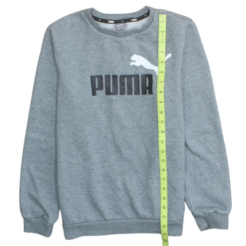 Puma Boys Grey Sweatshirt 13-14 Years Crew Neck Pullover Fleece Logo Top