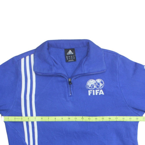 Adidas Mens Blue FIFA 1/4 Zip Sweatshirt Small Sports Logo