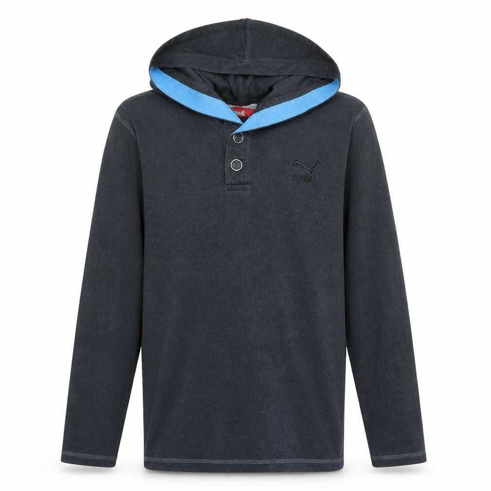 Puma Men's Black S Henley Hoodie Lightweight Hooded Top