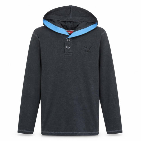 Puma Men's Black S Henley Hoodie Lightweight Hooded Top