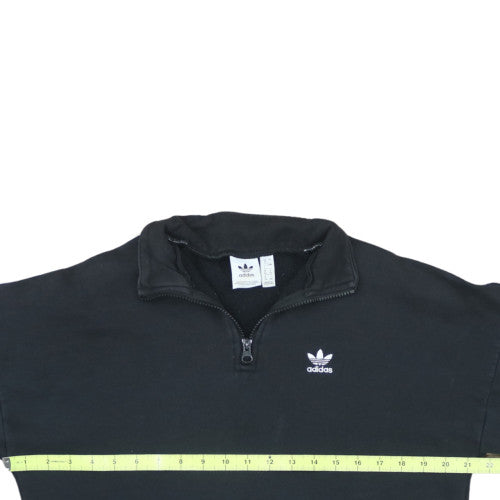 Adidas Women Black 1/2 Zip Sweatshirt Size 8 Logo Sleeve Tape