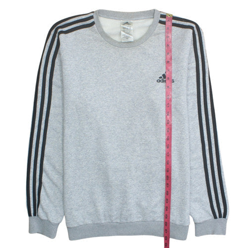 Adidas Mens Grey Pullover Sweatshirt L Crew Neck Fleece Sports Top