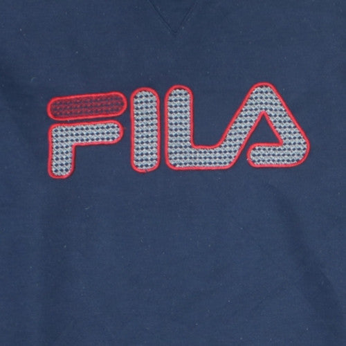 FILA Men's Blue Pullover Sweatshirt L Retro Crew Neck