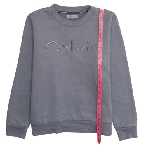 Calvin Klein Boys Grey Cotton Blend Crew Neck Pullover Sweatshirt L