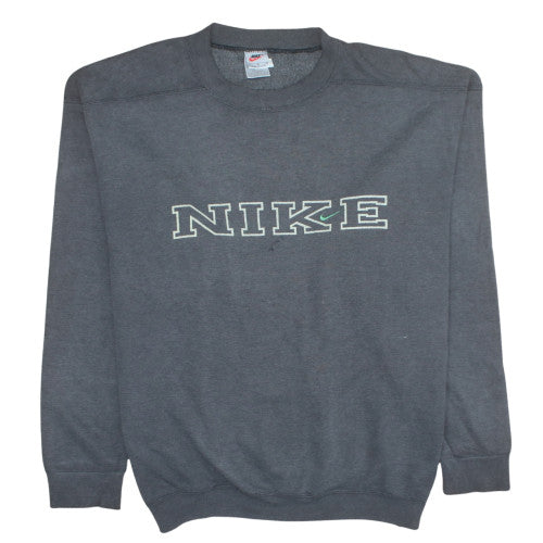 Nike Women's Grey Pullover Sweatshirt L Classic Logo Crew Neck