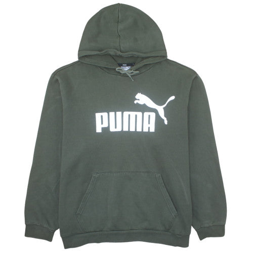Puma Men's Green 2XL Pullover Hoodie with Logo Print