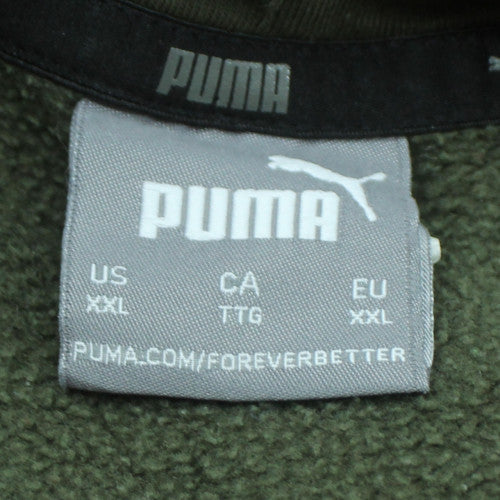 Puma Men's Green 2XL Pullover Hoodie with Logo Print