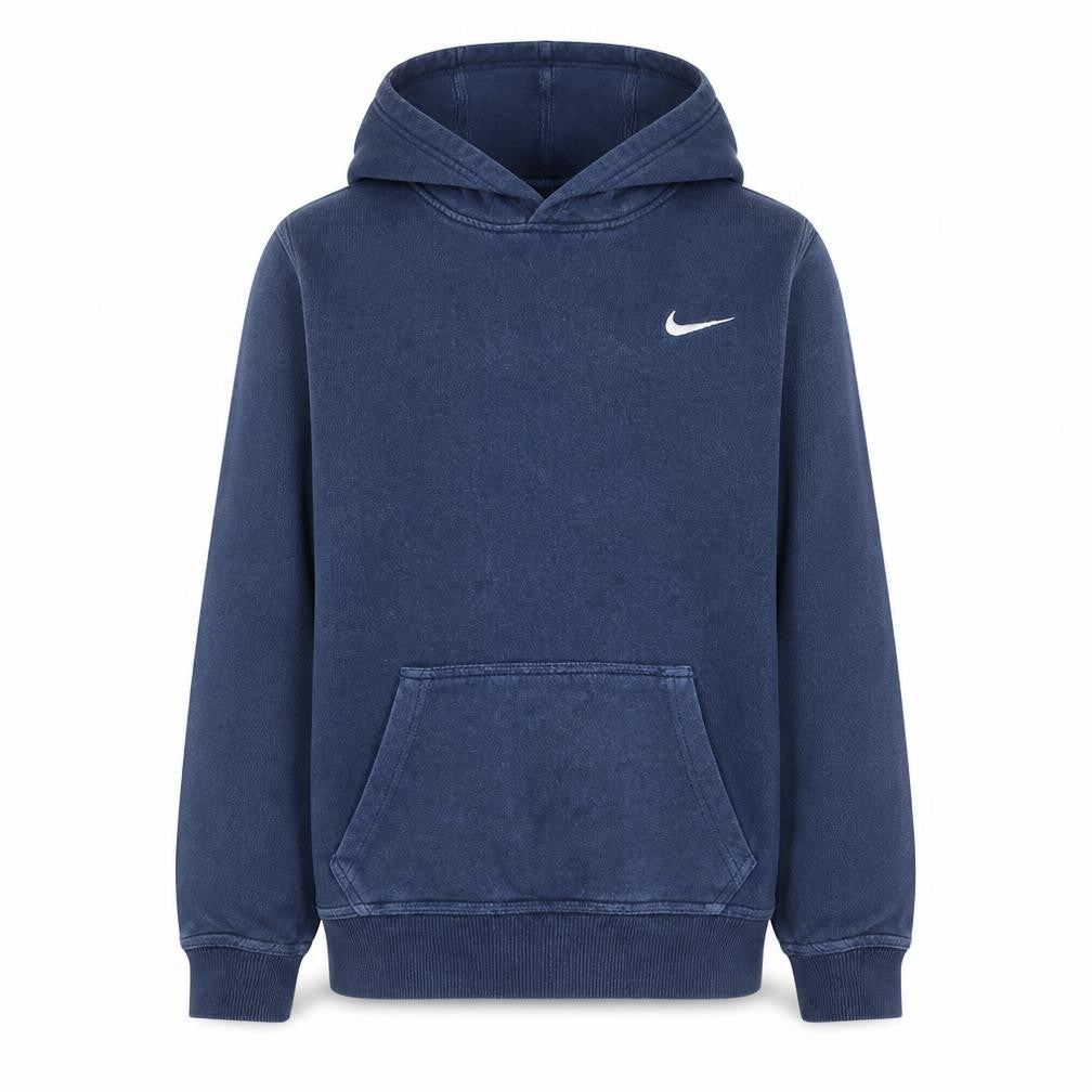Front view of Nike boys’ blue pullover hoodie xl 13-15 years fleece logo sweatshirt