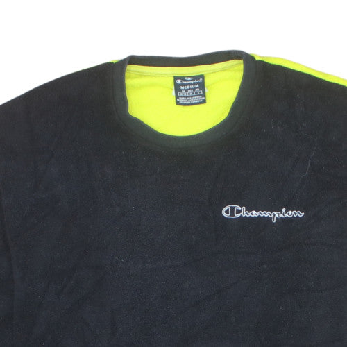 Champion Mens Black Neon Pullover Sweatshirt Medium Fleece Logo