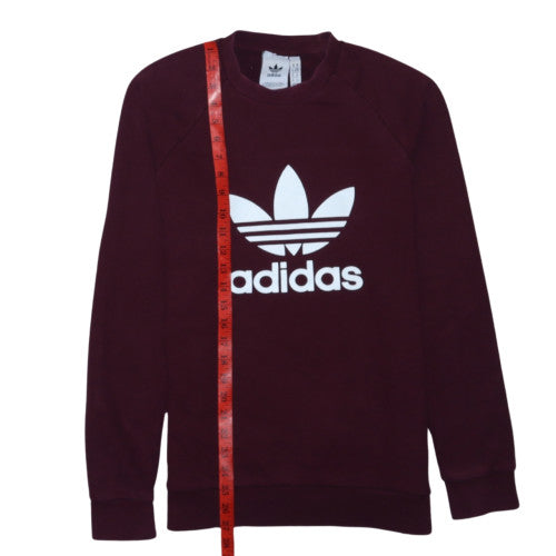 Adidas Womens Burgundy Crew Neck Pullover Sweatshirt XS