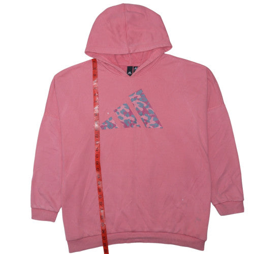 Adidas Womens Pink Hooded Pullover Sweatshirt Size 16 L 100% Cotton
