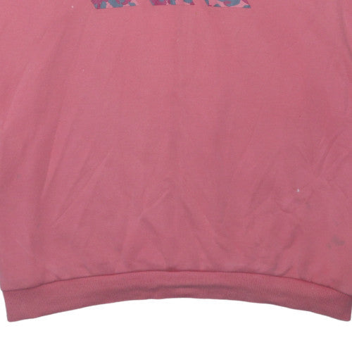 Adidas Womens Pink Hooded Pullover Sweatshirt Size 16 L 100% Cotton