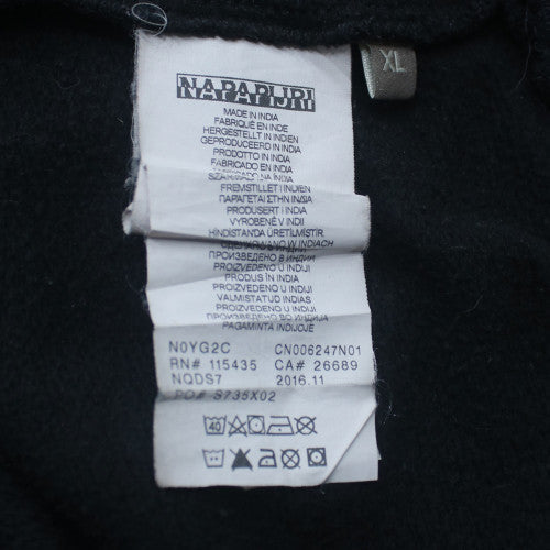 Napapijri Mens Black XL Pullover Hoodie Logo Embroidered Fleece