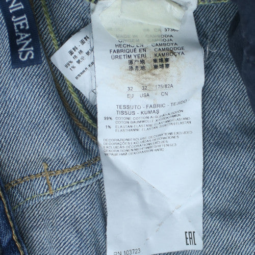 Armani Jeans Men Blue 32 Straight Denim Jeans Regular Fit