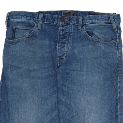 Armani Jeans Men Blue 32 Straight Denim Jeans Regular Fit
