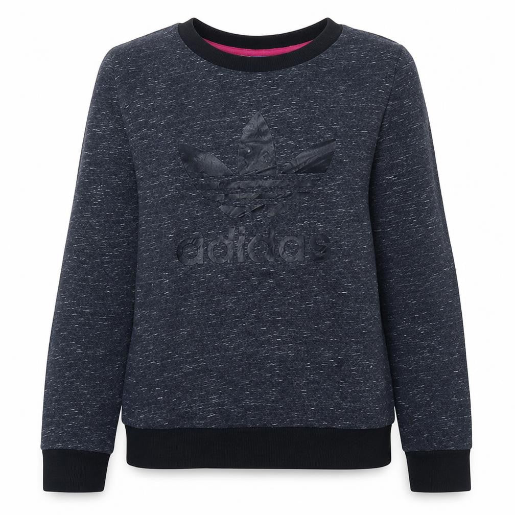 Adidas Womens Black Crew Neck Pullover Sweatshirt Size 10 Cotton Blend