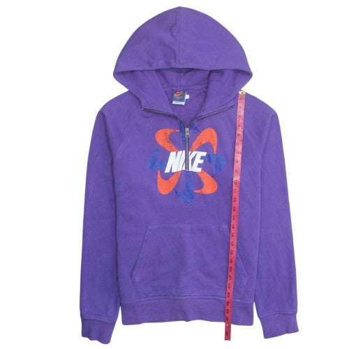 Nike Women Purple Track & Field 1/2 Zip Hoodie Size L Cotton Blend
