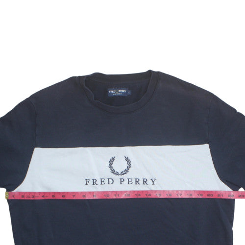 Fred Perry Men's Blue Crew Neck Logo Sweatshirt Size L