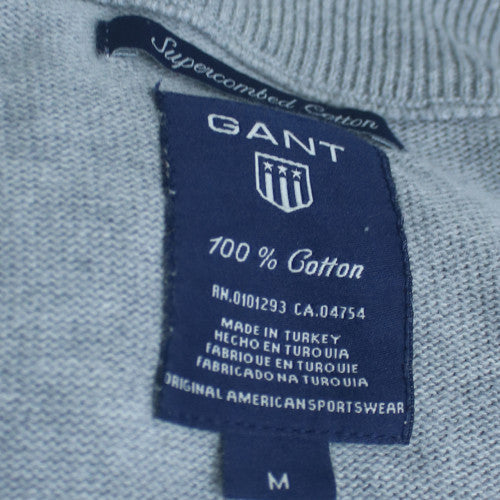 GANT Men's Grey Cotton Full Zip Jumper M Regular Fit