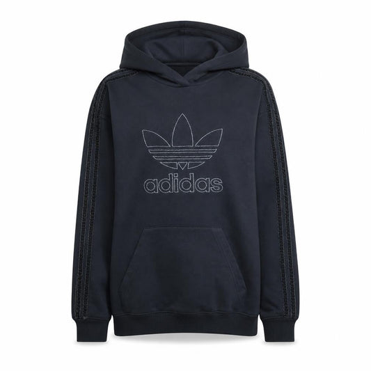 Adidas Womens Black Full Zip Hoodie Size 8-10 Hooded Logo Sweatshirt