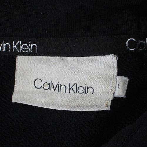 Calvin Klein Men's Black Pullover Hoodie Size L Fleece Logo Sweatshirt
