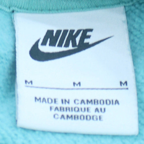 Nike Womens Blue Pullover Hoodie Medium Cotton Blend Casual