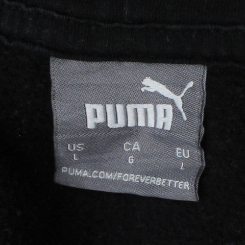 Puma Mens Black L Pullover Hoodie Sportswear Logo Hooded Sweatshirt