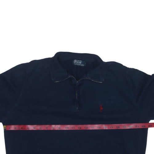 Polo Ralph Lauren Men's Navy Cotton Half Zip Jumper Size L
