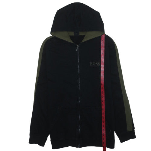 Hugo Boss Mens Black Full Zip Logo Hoodie Size L