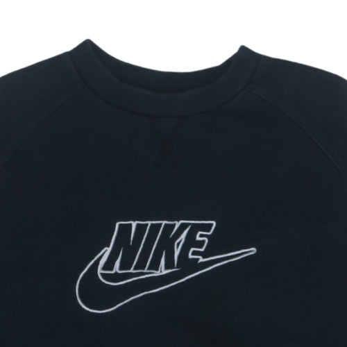 Nike Boys Black Fleece Pullover Sweatshirt 12-13 Years Logo Crew Neck