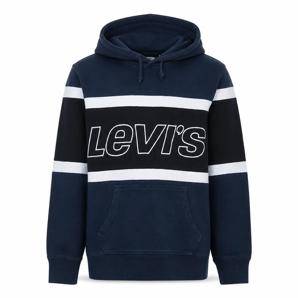 Levi's Men's Blue Pullover Hoodie Small Logo Print Cotton Blend