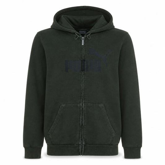 Puma Men's Green Full Zip Hoodie L Sports Fleece Sweatshirt