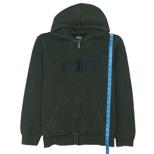 Puma Men's Green Full Zip Hoodie L Sports Fleece Sweatshirt