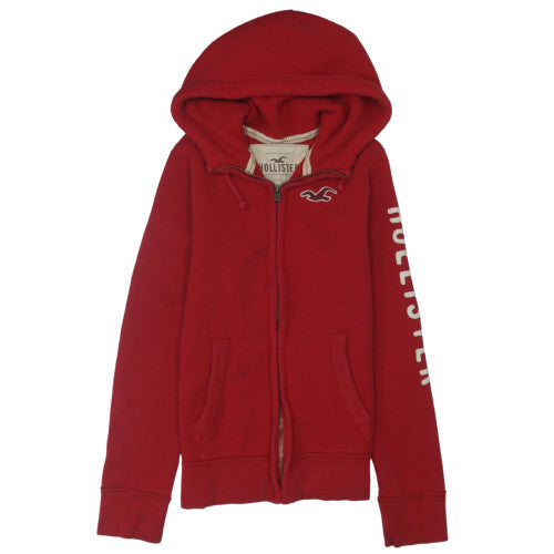 Hollister Men's Red Full Zip Hoodie M Cotton Blend Casual Sweatshirt
