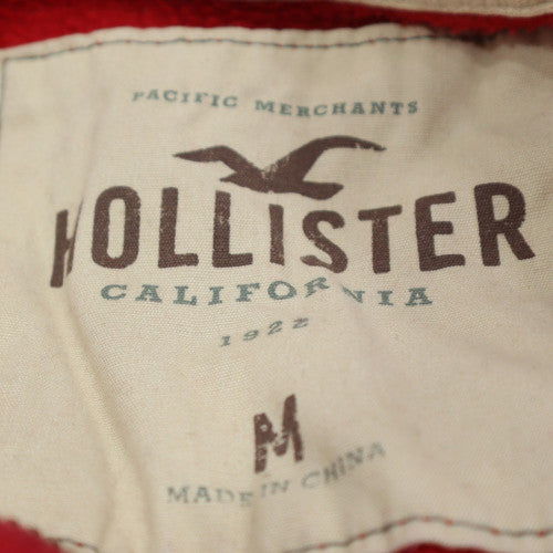 Hollister Men's Red Full Zip Hoodie M Cotton Blend Casual Sweatshirt