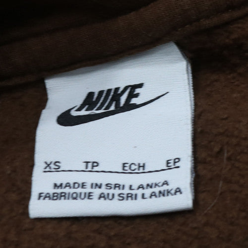 Nike Men's Brown Pullover Hoodie XS Fleece Logo Sweatshirt