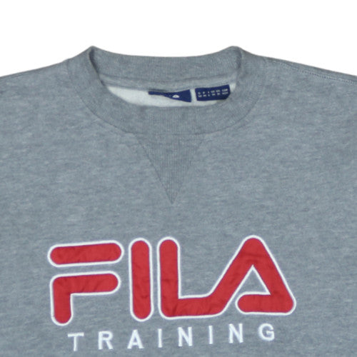 FILA Men's Grey Embroidered Training Sweatshirt M Regular Fit