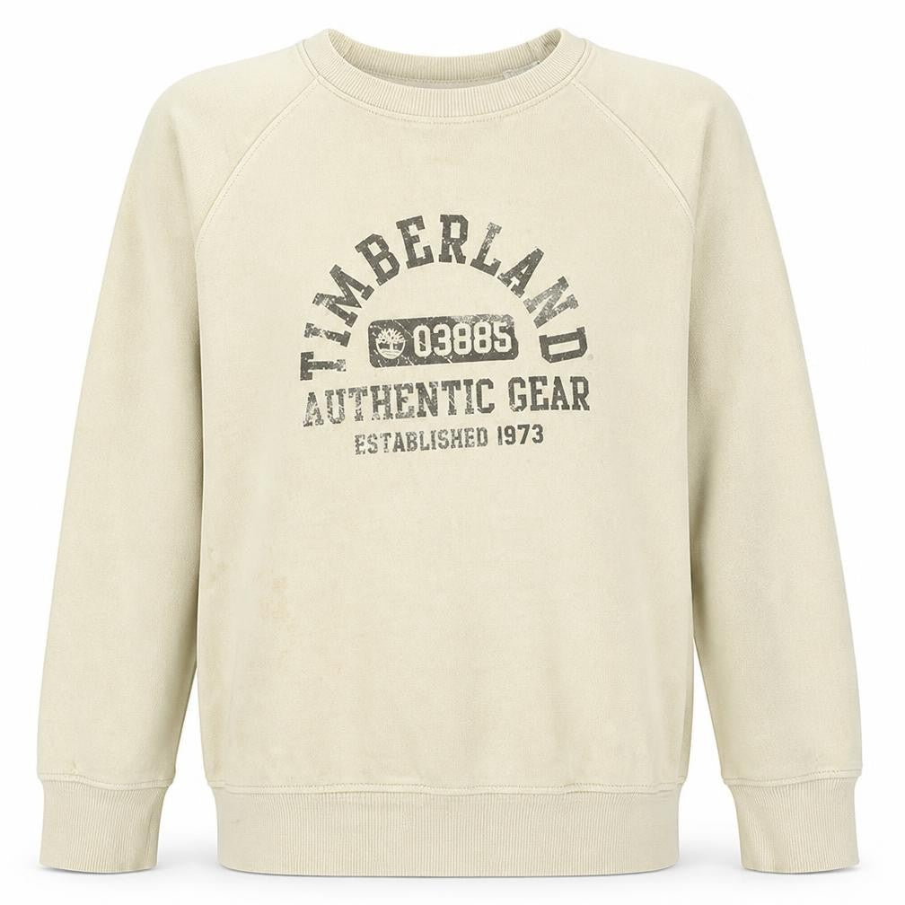 Timberland Men Beige Logo Pullover Sweatshirt M Regular Fit