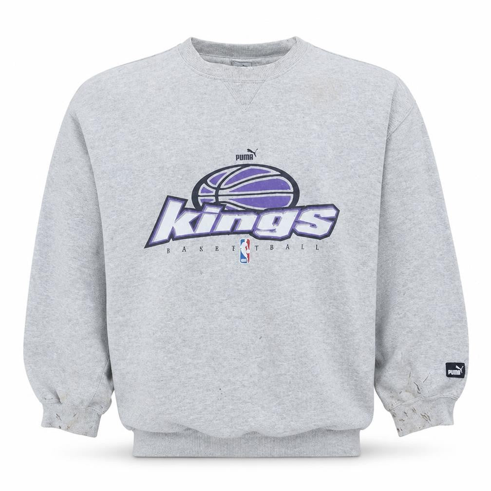 Puma Men's Grey Kings Basketball 90s Pullover Sweatshirt M